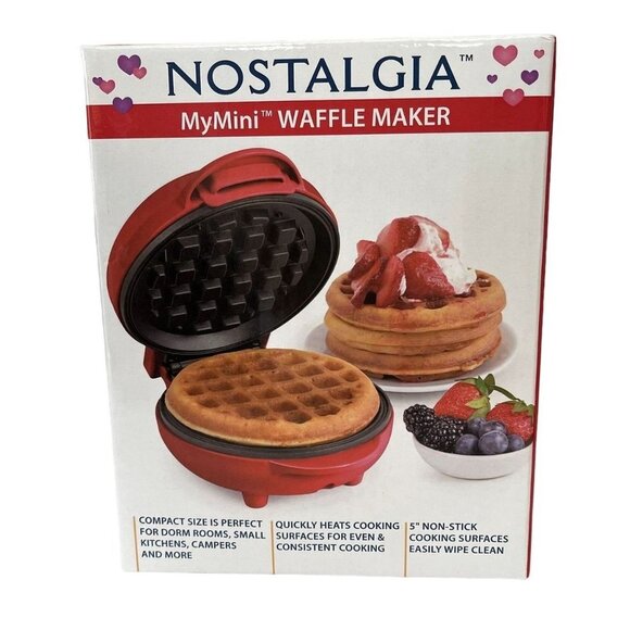 Nostalgia Other - Nostalgia Red MyMini Waffle Maker Compact Size 5" Non-Sick New in Sealed Box (O)